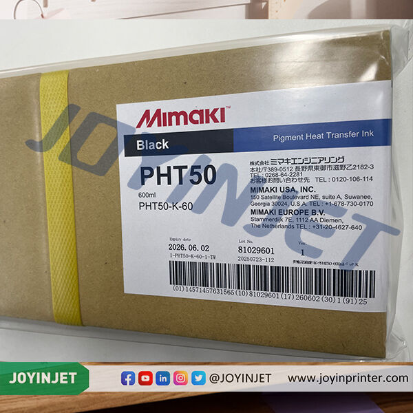 মূল Mimaki PHT50 হিট ট্রান্সফার পিগমেন্ট কালি সেট CMYK+White 600ml/500ml ECO PASSPORT TxF প্রিন্টারগুলির জন্য প্রত্যয়িত