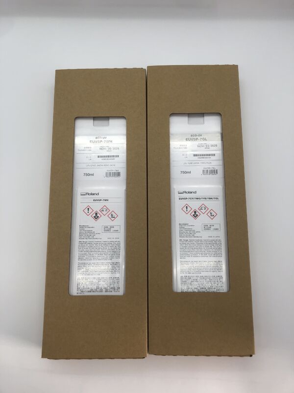 Roland EUV5P Cartouches d'encre Eco-UV 750 ml Capacité avec encre blanche et brillante UV durable pour les imprimantes grand format