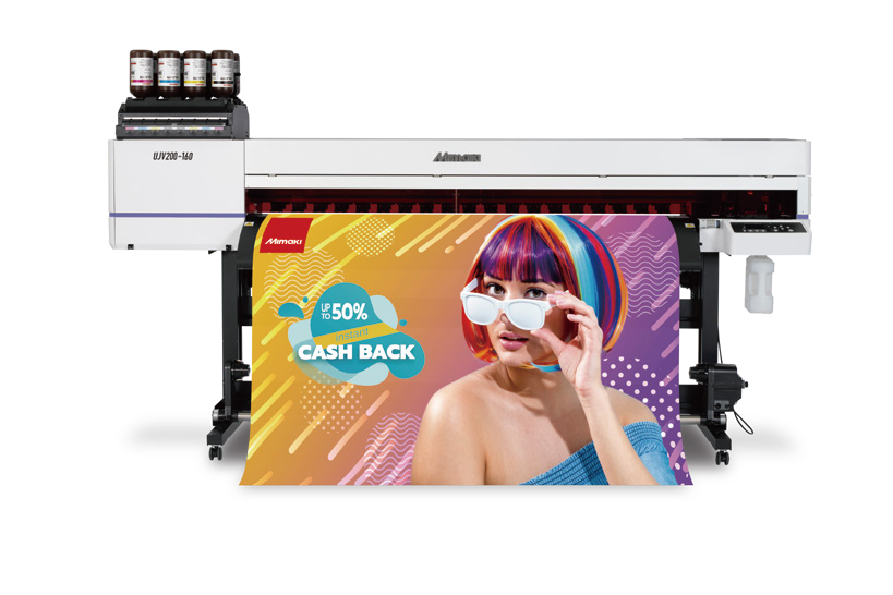 Mimaki UJV200 Series (UJV200-130/UJV200-160) UV-LED Inkjet Printer with High-Definition Print Quality Fast & Efficient Production and Eco-Friendly Low Emission