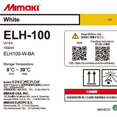 Mimaki ELH-100 UV Curable Ink 1L Bottle - GREENGUARD Gold Certified for UJV300DTF-75 DTF Printer