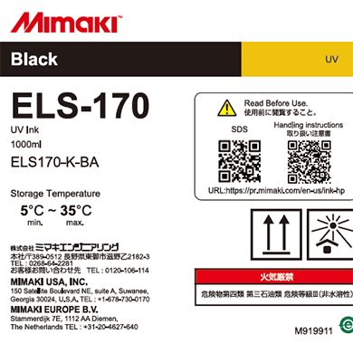 Mimaki ELS-170 UV Curable Ink 1L Bottle GREENGUARD Gold Certified for UJ330H-160 UJV300DTF-75 Printers