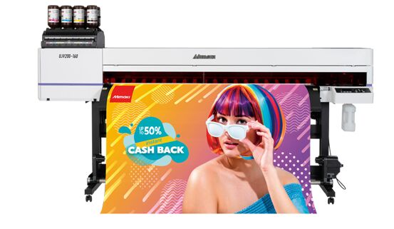 Mimaki UJV200-160 Industrial High-Speed UV LED Inkjet Printer: A Roll-to-Roll Digital Powerhouse Combining 1200dpi Precision with High-Opacity White Ink Productivity.